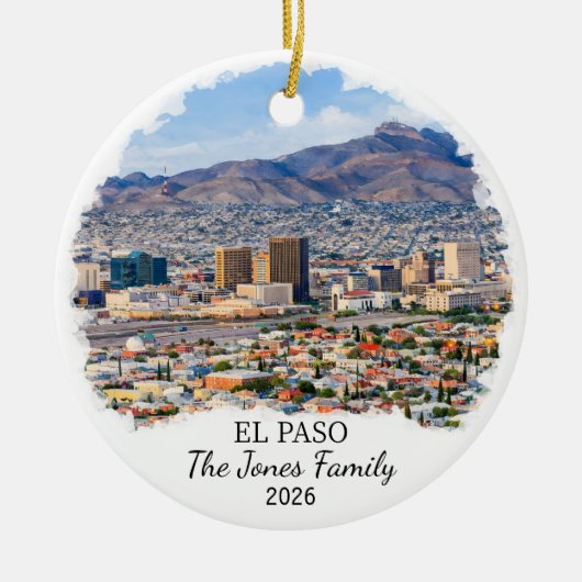 Personalized El Paso Ornament, Custom Texas セラミックオーナメント (正面)