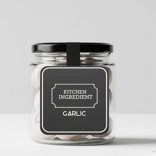 Personalized Elegant Black Square Food Labels  スクエアシール