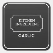 Personalized Elegant Black Square Food Labels  スクエアシール (正面)