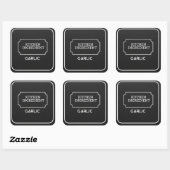 Personalized Elegant Black Square Food Labels  スクエアシール (シート)