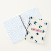 Personalized Elegant Blue Floral Design ノートブック (内部)