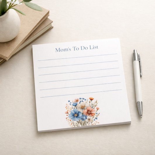 Personalized Elegant Blue Floral To-Do List ノートパッド