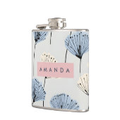 Personalized Elegant Blue Flower Illustration フラスク (左)