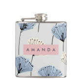 Personalized Elegant Blue Flower Illustration フラスク (正面)