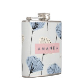 Personalized Elegant Blue Flower Illustration フラスク (右)