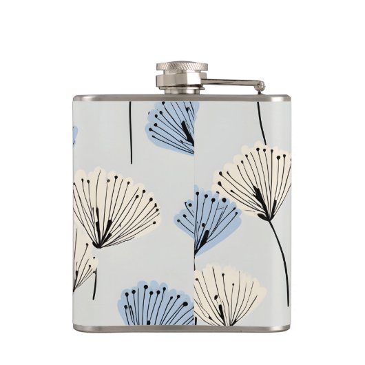 Personalized Elegant Blue Flower Illustration フラスク (裏面)