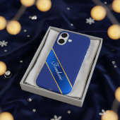 Personalized Elegant Blue & Gold iPhone Case Case-Mate iPhoneケース