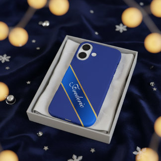 Personalized Elegant Blue & Gold iPhone Case 16ケース
