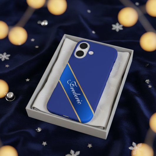 Personalized Elegant Blue & Gold iPhone Case Case-Mate iPhoneケース