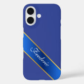 Personalized Elegant Blue & Gold iPhone Case Case-Mate iPhoneケース (裏面)