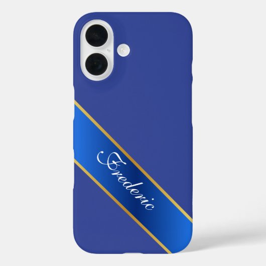 Personalized Elegant Blue & Gold iPhone Case Case-Mate iPhoneケース (裏面)