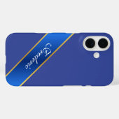 Personalized Elegant Blue & Gold iPhone Case Case-Mate iPhoneケース (裏面 (横))