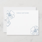 Personalized Elegant Blue Modern Line Art Floral ノートカード (正面)