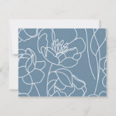 Personalized Elegant Blue Modern Line Art Floral ノートカード (裏面)