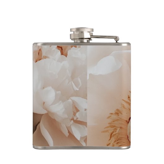 Personalized Elegant Blush Peony Floral Art フラスク (裏面)