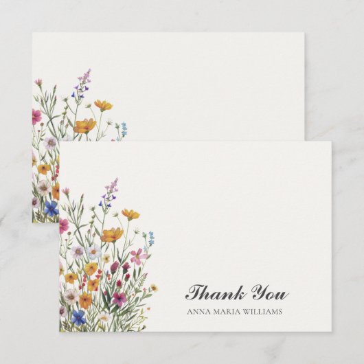  Personalized Elegant Boho Chic Floral  サンキューカード (正面/裏面)