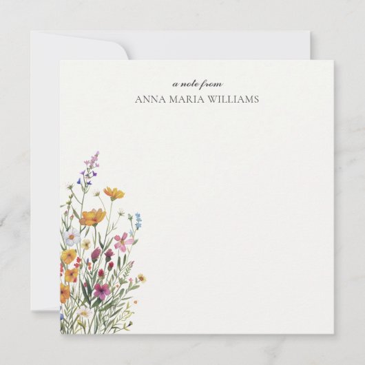 Personalized Elegant Boho Floral Note Card ノートカード (正面)