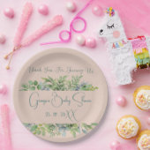 Personalized Elegant Botanical Baby Shower  ペーパープレート (パーティー)
