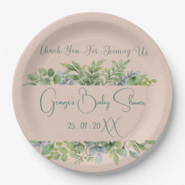 Personalized Elegant Botanical Baby Shower  ペーパープレート