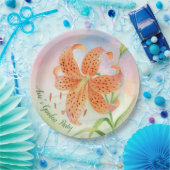Personalized Elegant Botanical Tiger Lily ペーパープレート (パーティー)