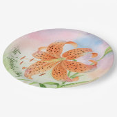 Personalized Elegant Botanical Tiger Lily ペーパープレート (アングル)