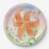 Personalized Elegant Botanical Tiger Lily ペーパープレート (正面)
