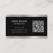 Personalized Elegant Brushed Silver Black QR Code 名刺 (裏面)