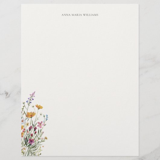  Personalized Elegant Chic Floral Letterhead レターヘッド (正面)