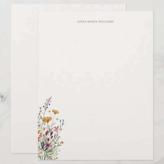 Personalized Elegant Chic Floral Letterhead レターヘッド (正面/裏面)