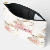 Personalized Elegant Coquette Pattern Tea Cup アクセサリーポーチ (見開き)