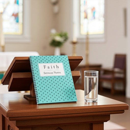 Personalized Elegant Cross Motif Sermon Notebook ノートブック