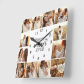 Personalized Elegant Cute Family 12 Photo Collage スクエア壁時計 (傾斜)