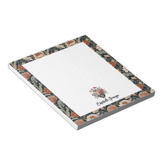Personalized Elegant Dark Floral ノートパッド (アングル)