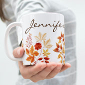 Personalized Elegant Fall Floral Embroidered コーヒーマグカップ