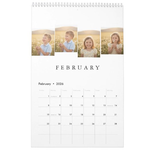 Personalized Elegant Family Memories Wall Calendar カレンダー (2月 2026)
