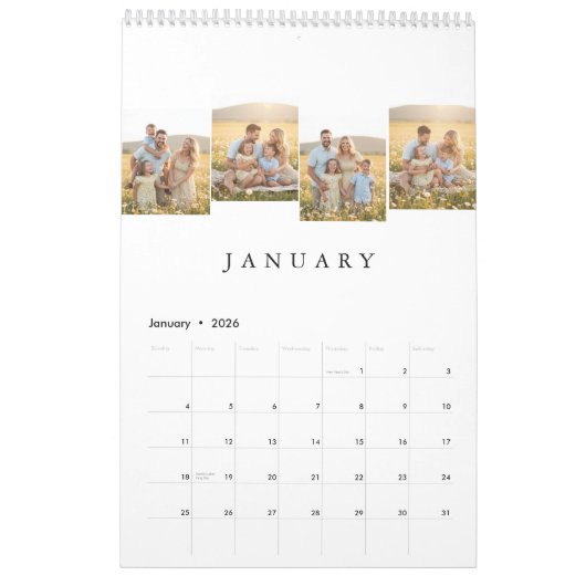 Personalized Elegant Family Memories Wall Calendar カレンダー (1月 2026)