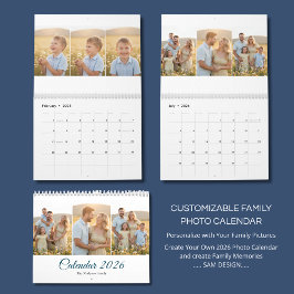 Personalized Elegant Family Memories Wall Calendar カレンダー