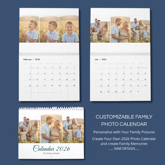 Personalized Elegant Family Memories Wall Calendar カレンダー