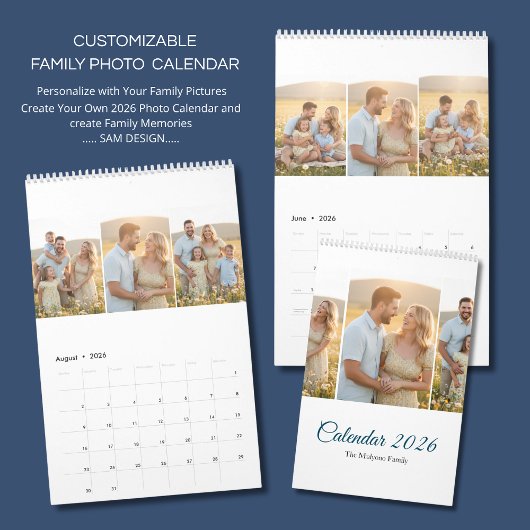 Personalized Elegant Family Memories Wall Calendar カレンダー