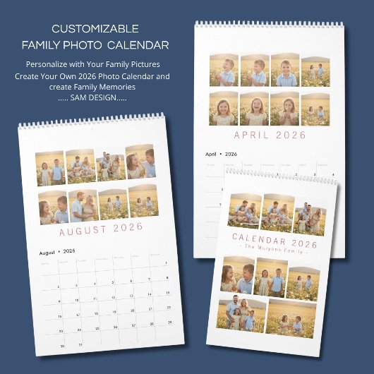 Personalized Elegant Family Memories Wall Calendar カレンダー