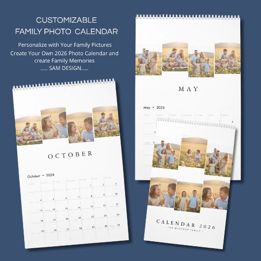 Personalized Elegant Family Memories Wall Calendar カレンダー