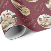 Personalized Elegant Family Photo Red Christmas ラッピングペーパー (ロールコーナー)
