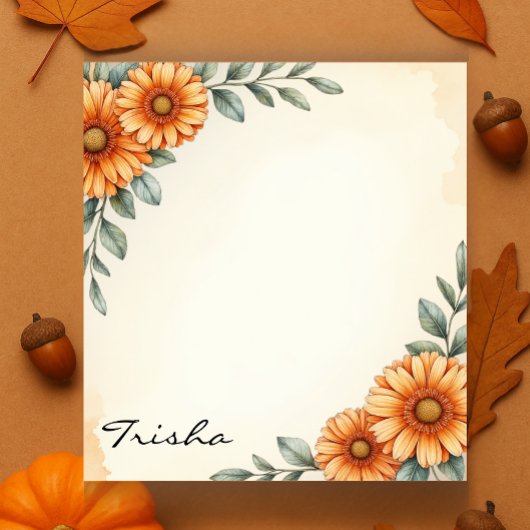 Personalized Elegant Floral Autumn Notepad  ノートパッド