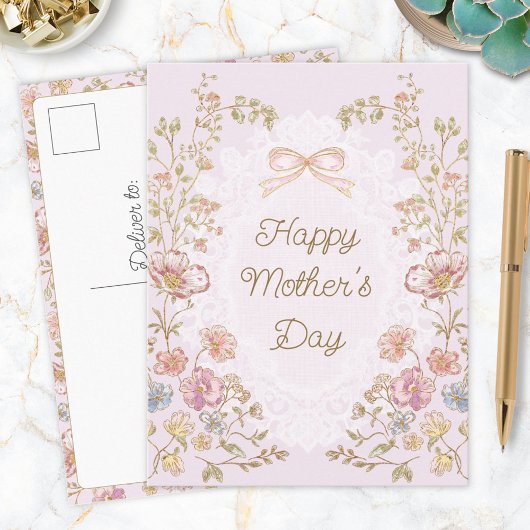 Personalized Elegant Floral Happy Mother’s Day ポストカード