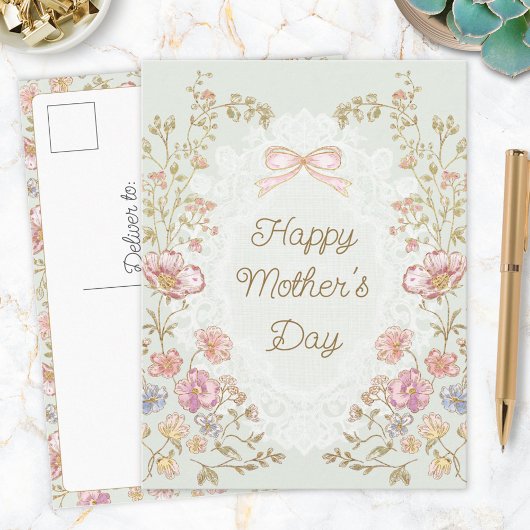 Personalized Elegant Floral Happy Mother’s Day ポストカード