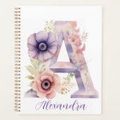 Personalized Elegant Floral Monogram Notebook プランナー手帳 (正面)