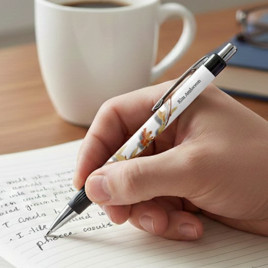 Personalized Elegant Floral Name Pen 黒ボールペン