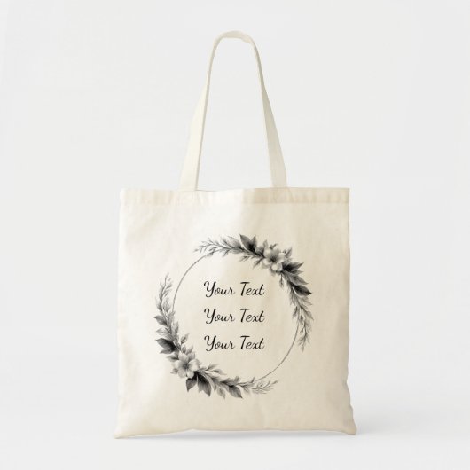Personalized Elegant Floral Wreath Tote トートバッグ (正面)