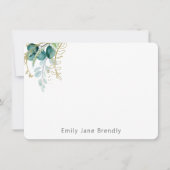 Personalized Elegant Gold Greenery Watercolor  ノートカード (正面)