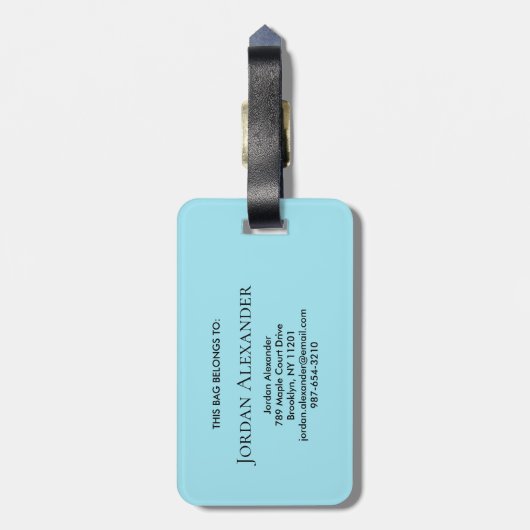 Personalized Elegant Gold Monogram Minimalist ラゲッジタグ (裏面縦)